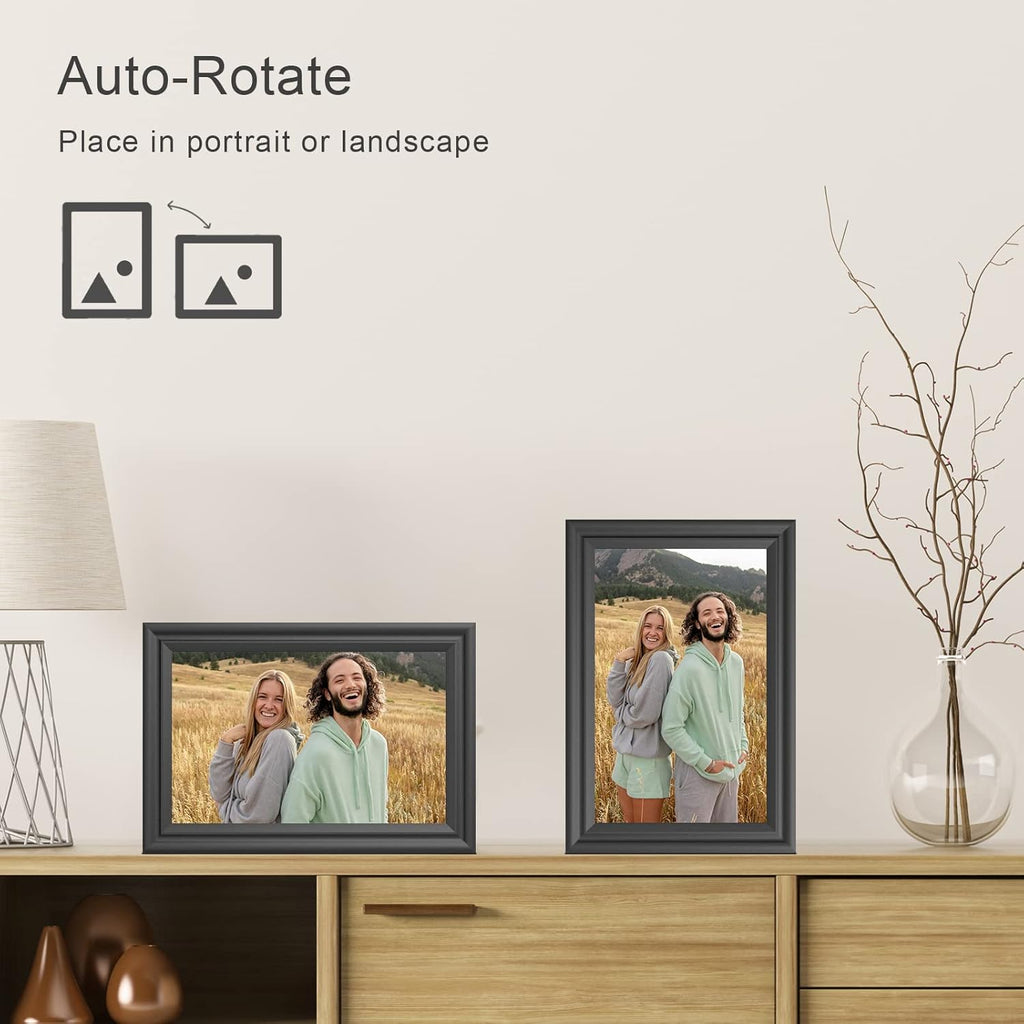 Digital Picture Frame WiFi 10.1 Inch Digital Photo Frame, Electronic Picture Frame, 16GB Storage, Auto-Rotate, IPS Touch Screen, Easy Setup and Share Photos and Videos via Free App from Anywhere