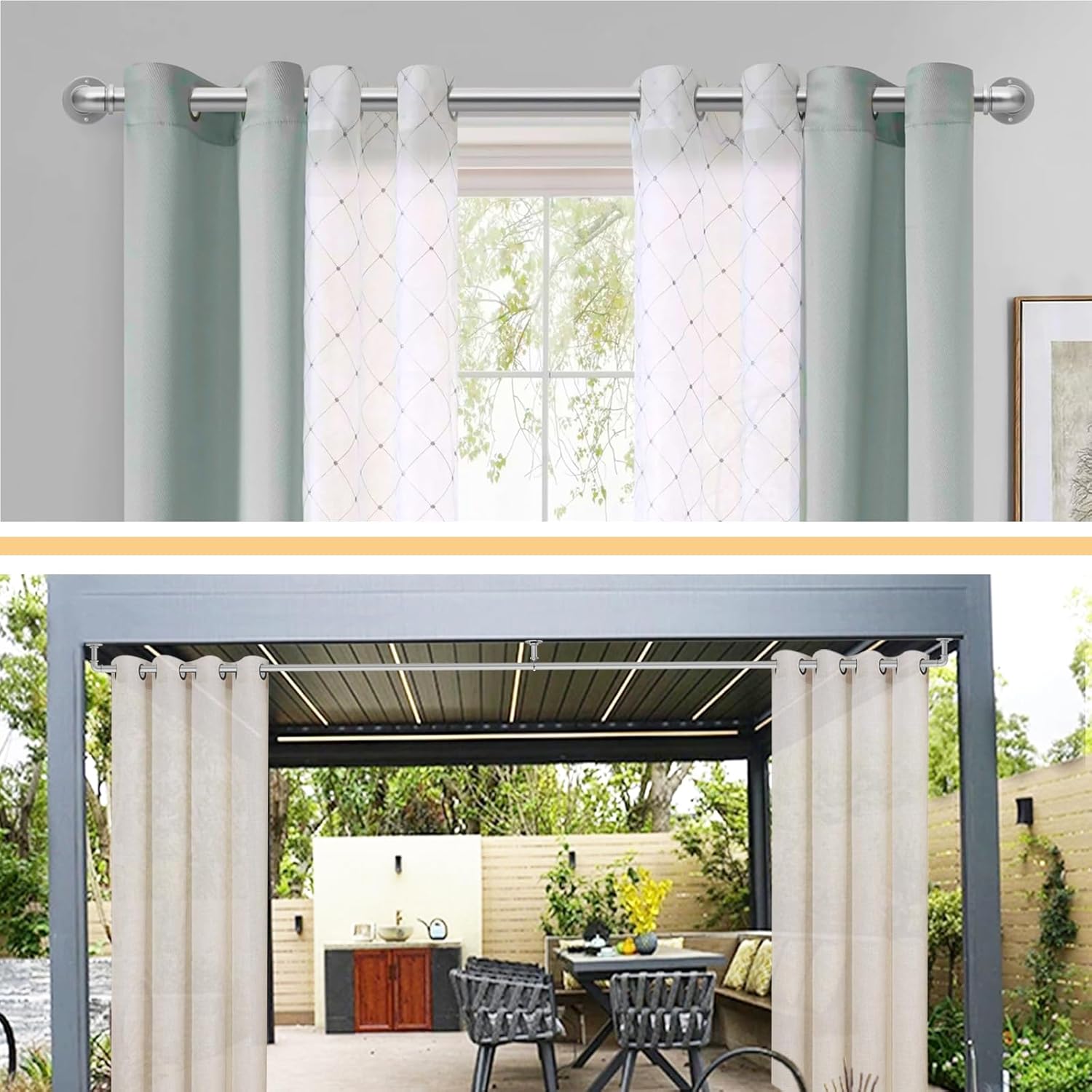 Silver Curtain Rods 18 to 45 in,Wraparound Curtain Rods,Adjustable Length,1 in Diameter Pipe,Wall or Ceiling Mounted,for Bedroom and Living Room (Silver 18” to 45”)