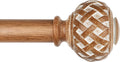 TONIAL Wood Curtain Rod 32 to 144 Inches, 7/8 Adjustable Curtain Rods for Windows 20 to 140 Inches, Splicing Drapery Rods Decorative with Netted Texture Finials