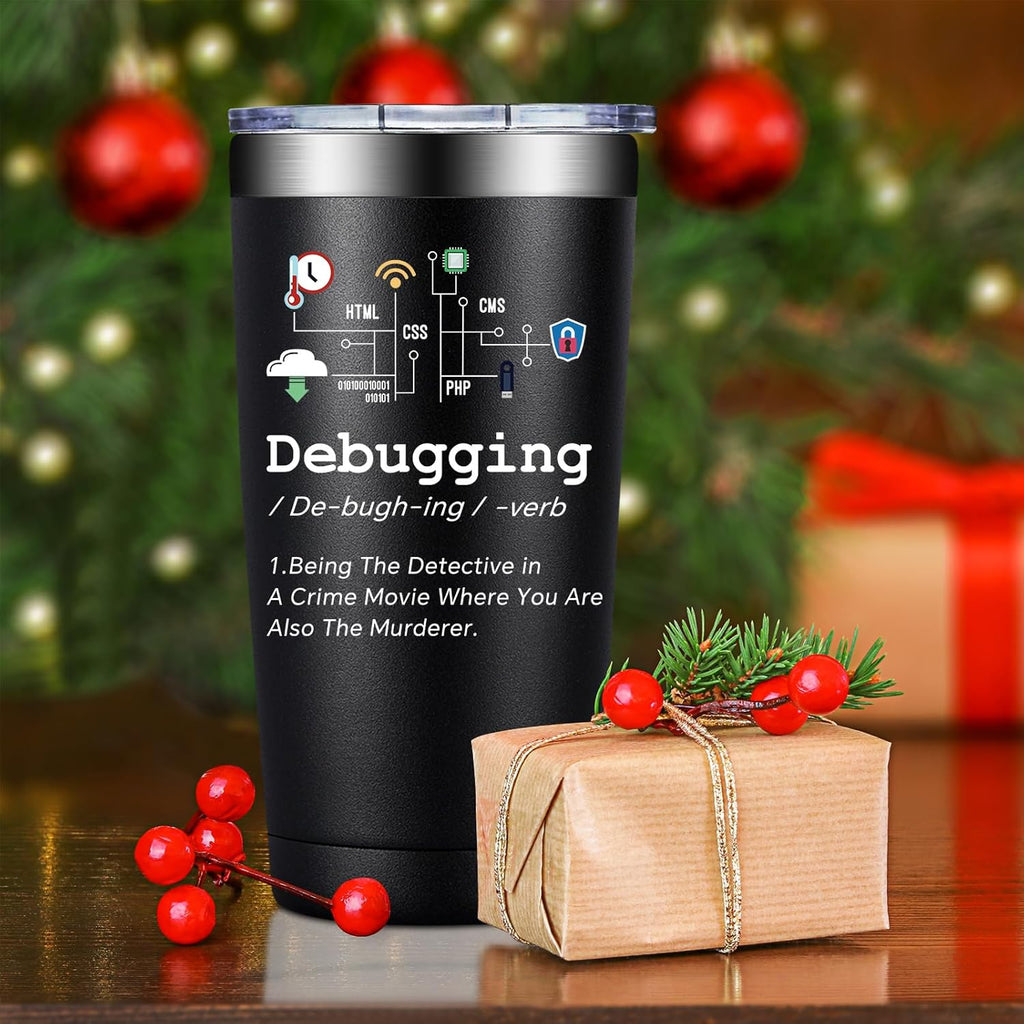SpenMeta Christmas Computer Science Gifts - Computer Programmers Gifts for Coders, IT Tech, Geeks - 20oz Debugging Definition Tumbler Cup