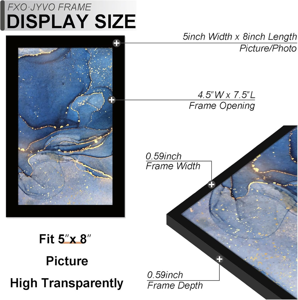 5x8 Picture Frame Set of 3, Black Frame for 5 x 8 Inch Picture Poster Photo, Light Weight and High Transparent 5 by 8 Frame for Wall - 3 Pack/Black/5"x8"