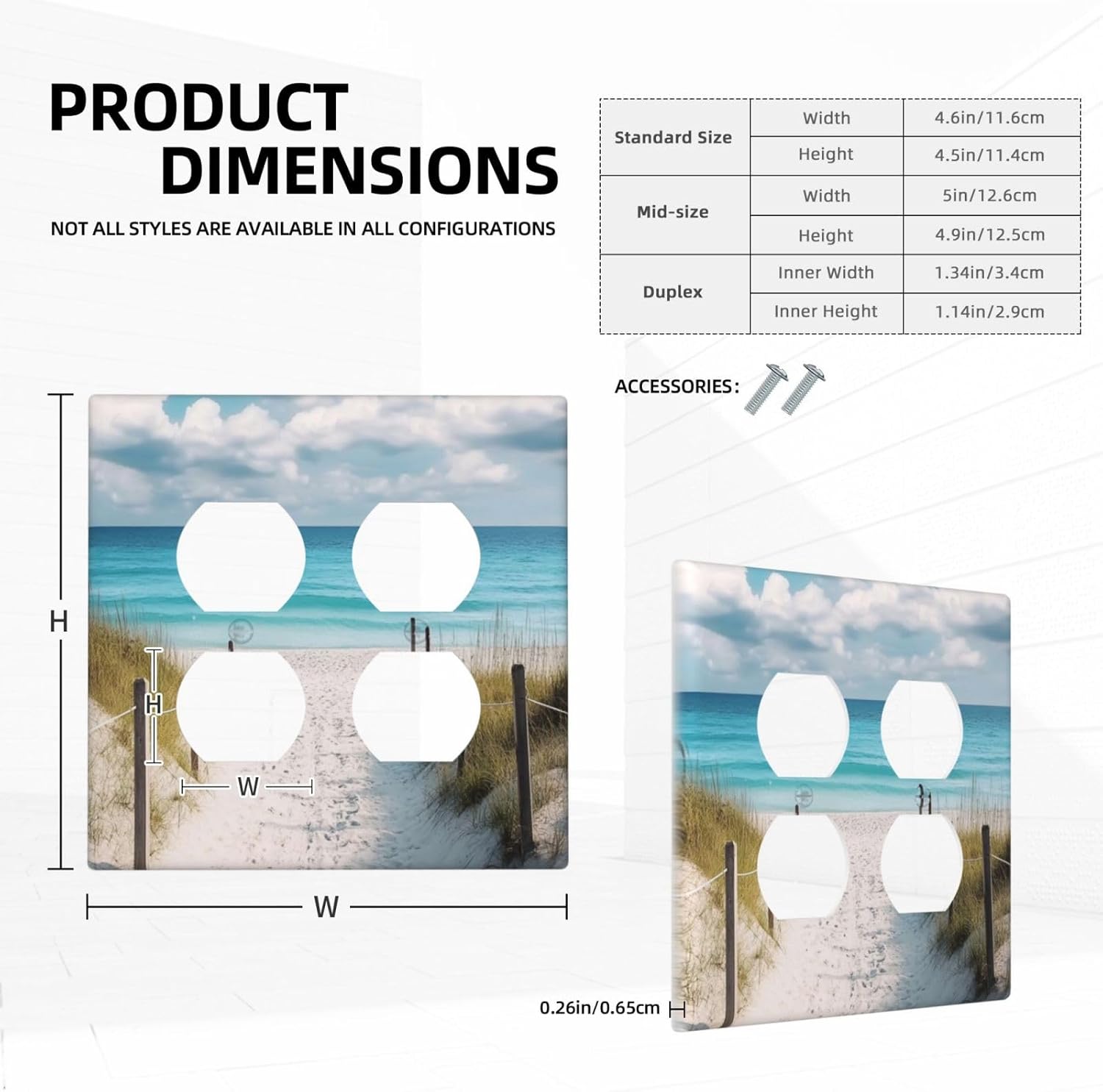 Decorative Outlet Covers Coastal Beach Ocean Seaside View 2 Gang Light Switch Cover Plate Double Duplex Wall Plates for Electrical Outlets Switch Plate Covers for Bedroom Home Decor