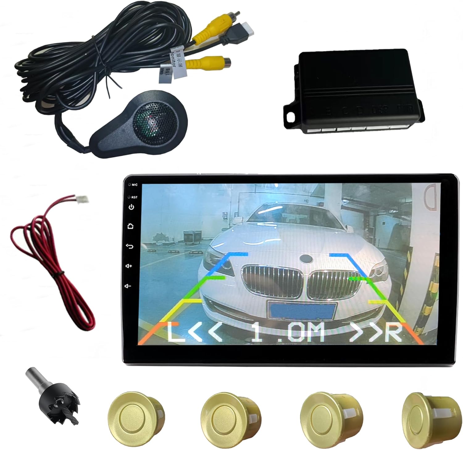 LCD Parking Sensor Kit - Displays Data on Original Screen, Easy Rear Installation, Compatible with CVBS Cameras (Not for AHD), 18 Probe Colors to Match Any Vehicle