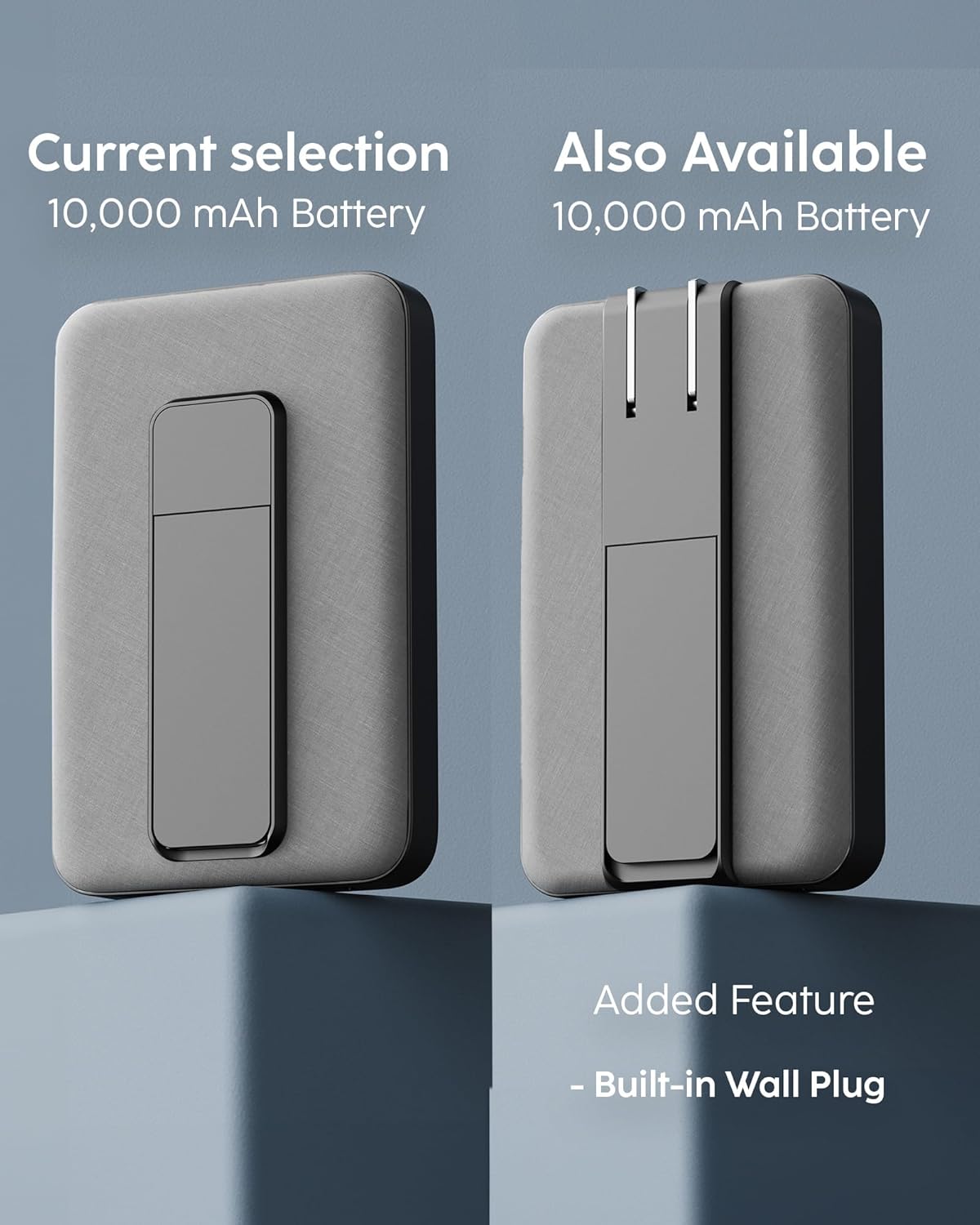 myCharge CliqLuxe 10,000mAh Wireless Magnetic Power Bank - Qi2.2 25W Ultra-Fast Wireless Charging | with Stand | 20W PD USB-C Port | Digital Battery Display | Premium Grey Fabric (Without Wall Plug)