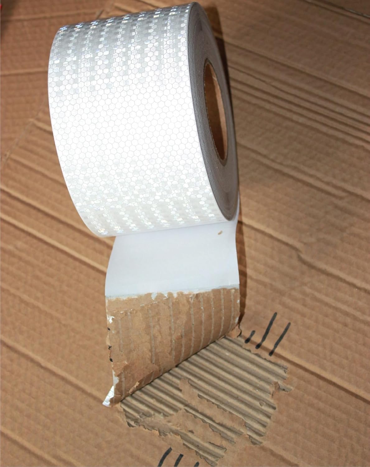 White Reflective Tape Outdoor Waterproof 4 inch Wide, High Visibility Warning Industrial Marking Tape,Safety Stickers (68 feet,3 Rolls)
