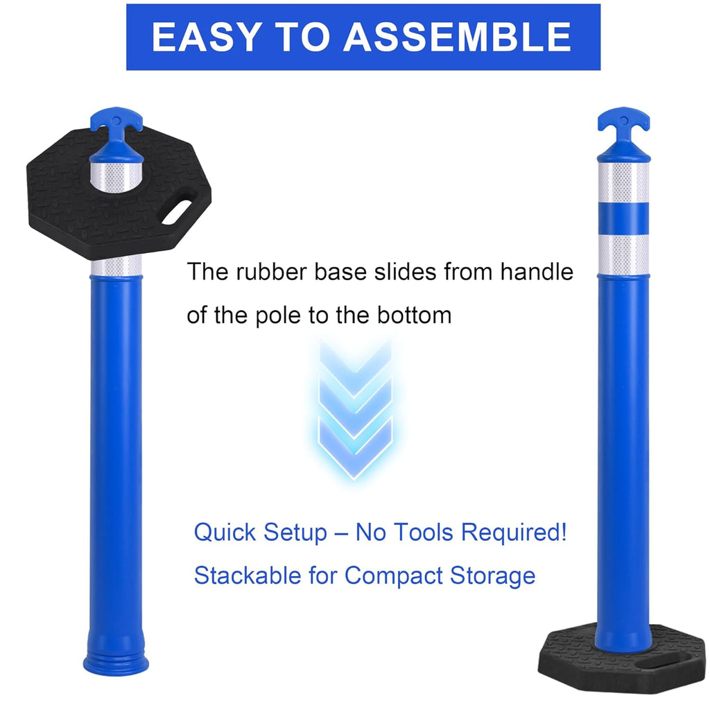OrangeStar 9-Pack 42" Traffic Delineator Post Cones with Heavy Duty Rubber Base, Blue Safety Cones for Road, Parking Lot, Warehouse, Construction Zone Safety