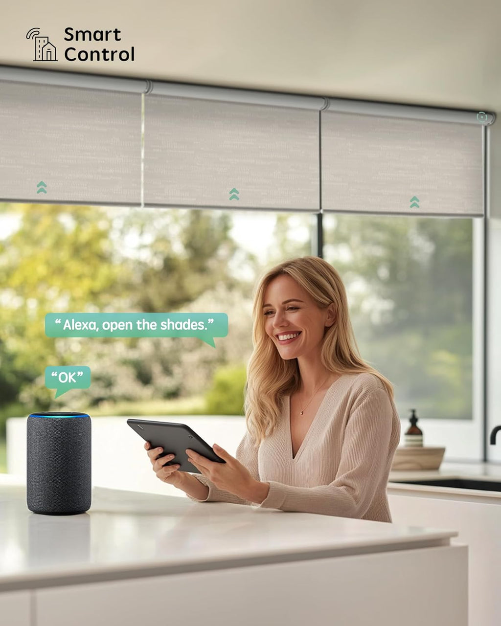 Yoolax Smart Coupled Roller Shades Compatible with Alexa Google, Motorized Blinds with Remote Blackout Coupled Roller Shades for X-Large Windows, Custom Size (XL Coupled-Jacquard Coffee)