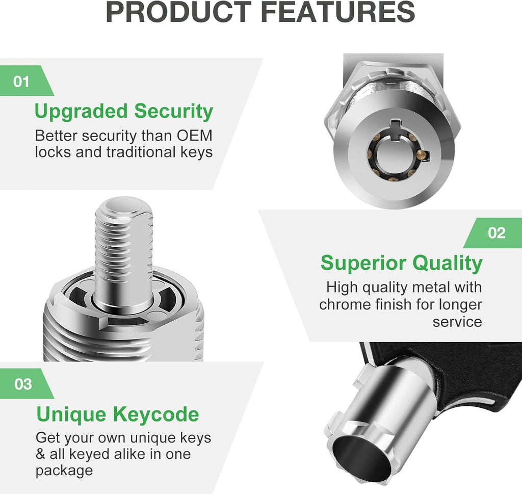 10 Pack Cabinet Lock with Keys, 1" RV Storage Locks Keyed Alike, RV Locks for Storage Door, Camper Toolbox RV Cam Locks with Manual(10Pack, 1 Inch)