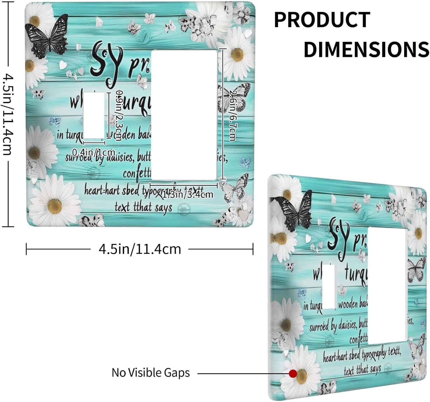 Teal Butterfly Daisy Rustic Wooden Signs Outlet Covers 1 Toggle 1 Rocker Combination Decorative Wall Plate Electrical Switch Plates Light Switch Cover Plate For Farmhouse Cabin Decor