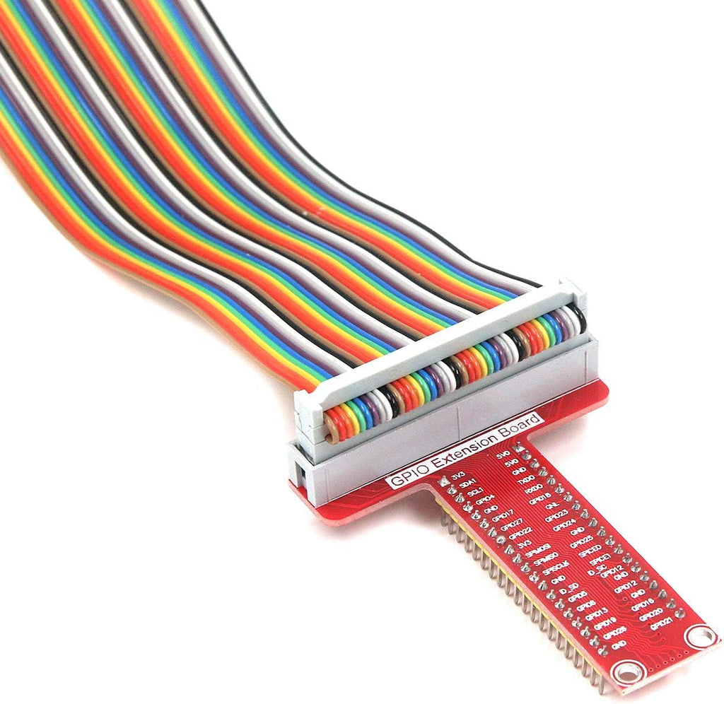Quluxe 2 Set RPi GPIO Breakout Expansion Board + Ribbon Cable + Assembled T Type GPIO Adapter FC40 40pin Flat Ribbon Cable for Raspberry Pi B+ Kit