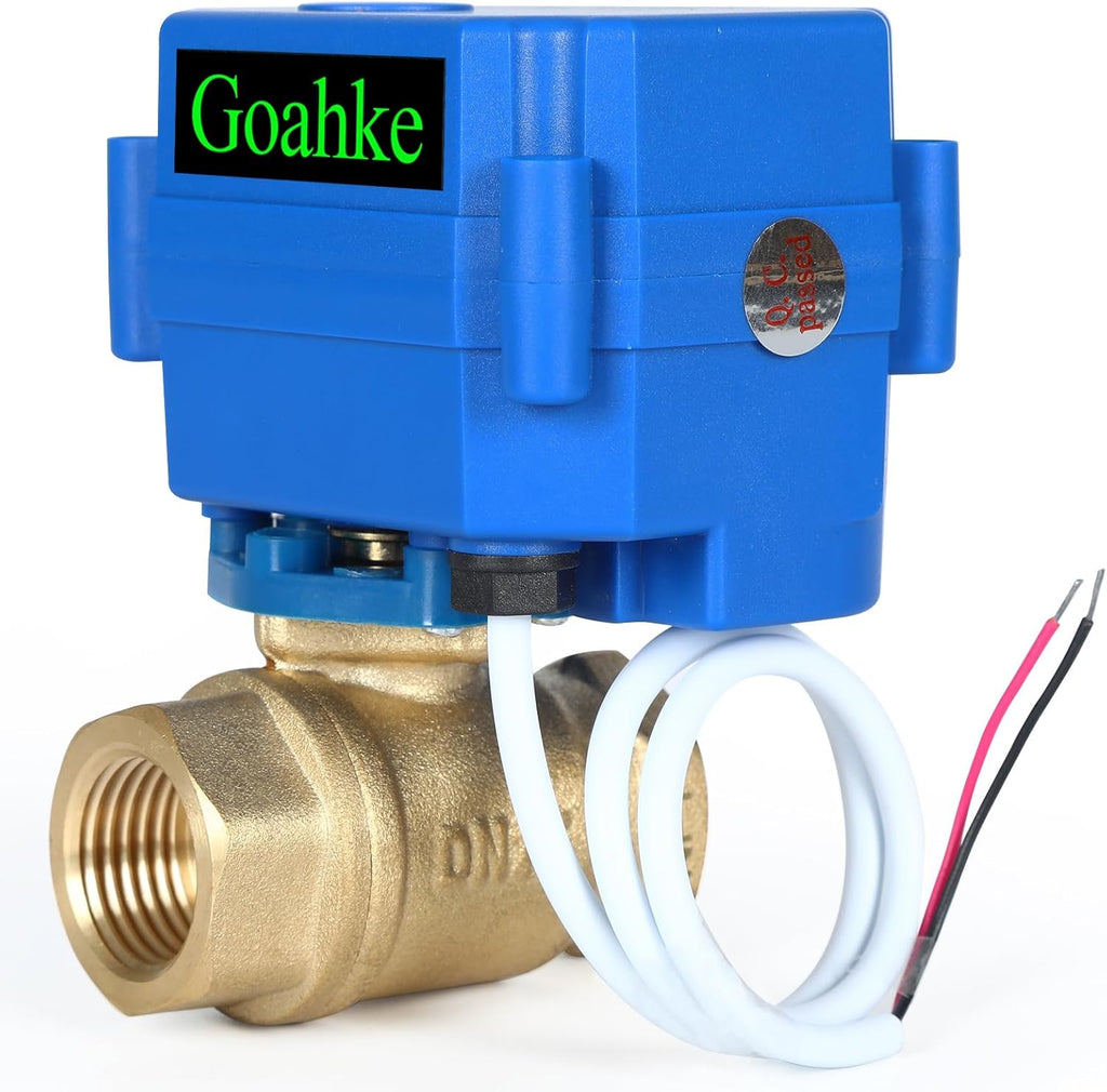 1" Motorized Ball Valve, Brass Ball Valve, Standard Port, 9-24V AC/DC, 2 Wire Auto Return, Electric Shut Off Ball Valves