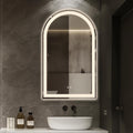 Niccy Arched LED Bathroom Mirror, 33x20 Arch Wall Mounted Frameless Bathroom Mirror for Vanity, Smart Lighted Frontlit Mirrors with Memory Function for Bathroom Bedroom Beauty Hair Salon