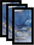 5x9 Picture Frame Set of 3, Black Frame for 5 x 9 Inch Picture Poster Photo, Light Weight and High Transparent 5 by 9 Frame for Wall - 3 Pack/Black/5"x9"