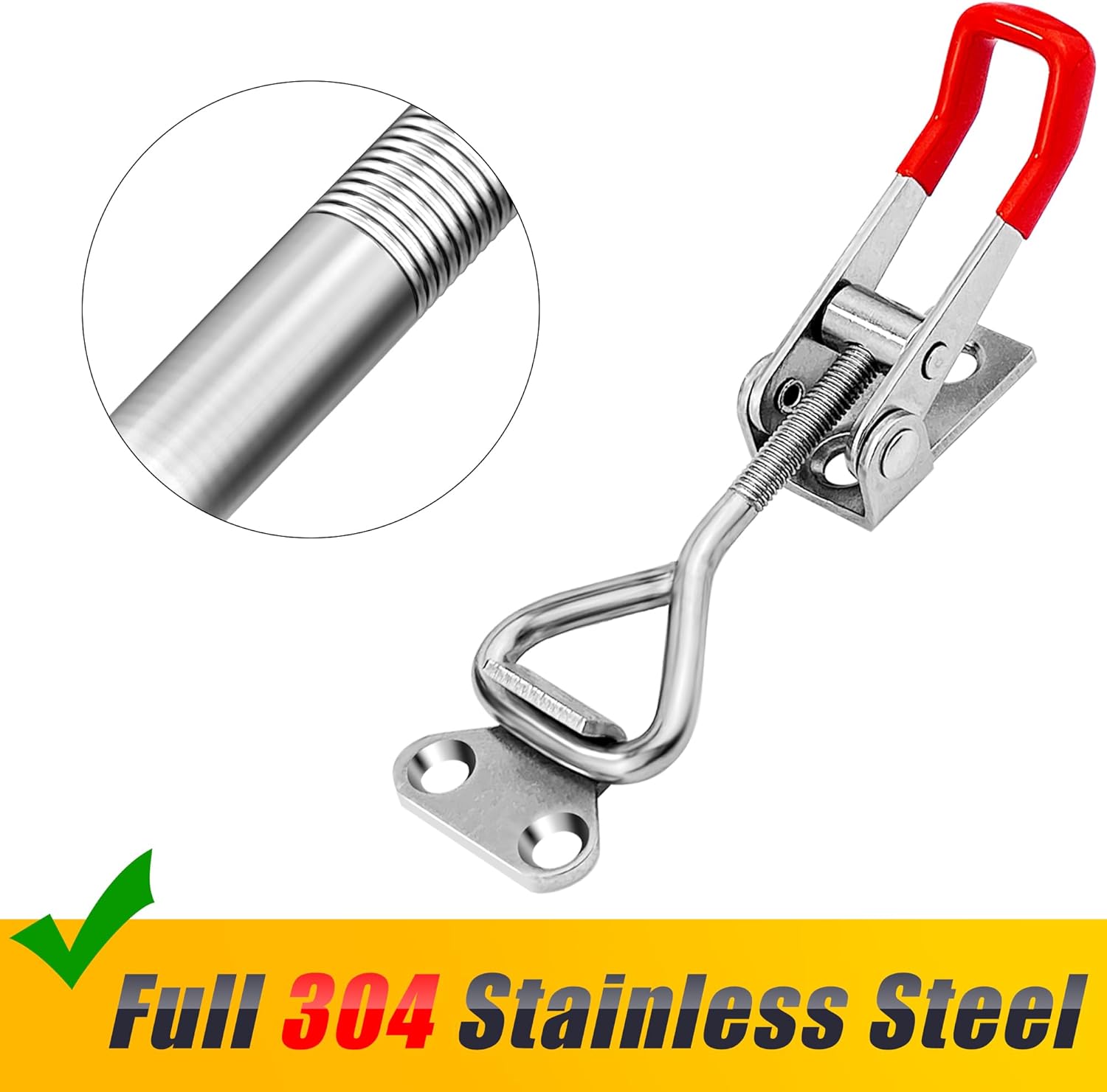 4 Pack Toggle Latch Clamp 4001 Adjustable 304 Stainless Steel Toggle Hasp Latches for Smoker Lid Jig Freezer Door Cooler Box Case Trunk Draw Chest, Quick Release 330Lbs Holding Capacity