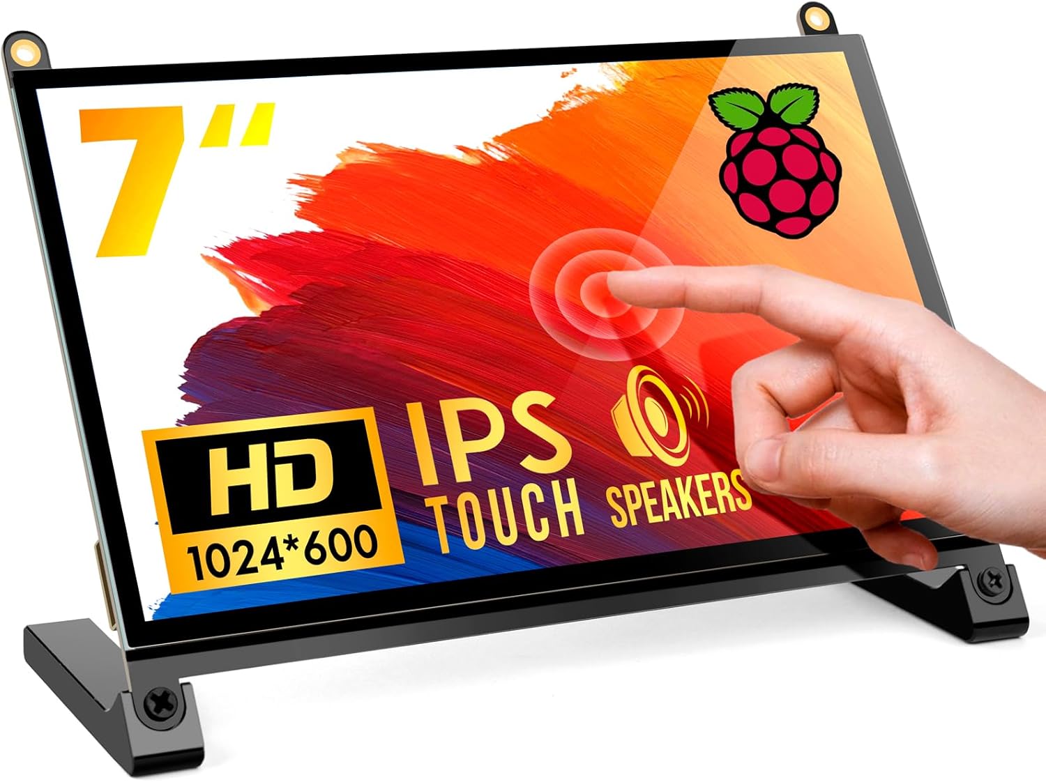ROADOM 7’’ Raspberry Pi Screen, IPS1024×600,Responsive Smooth Touch,Dual Built-in Speakers,HDMI Input,Compatible with Raspberry Pi 5/4/3,Driver Free