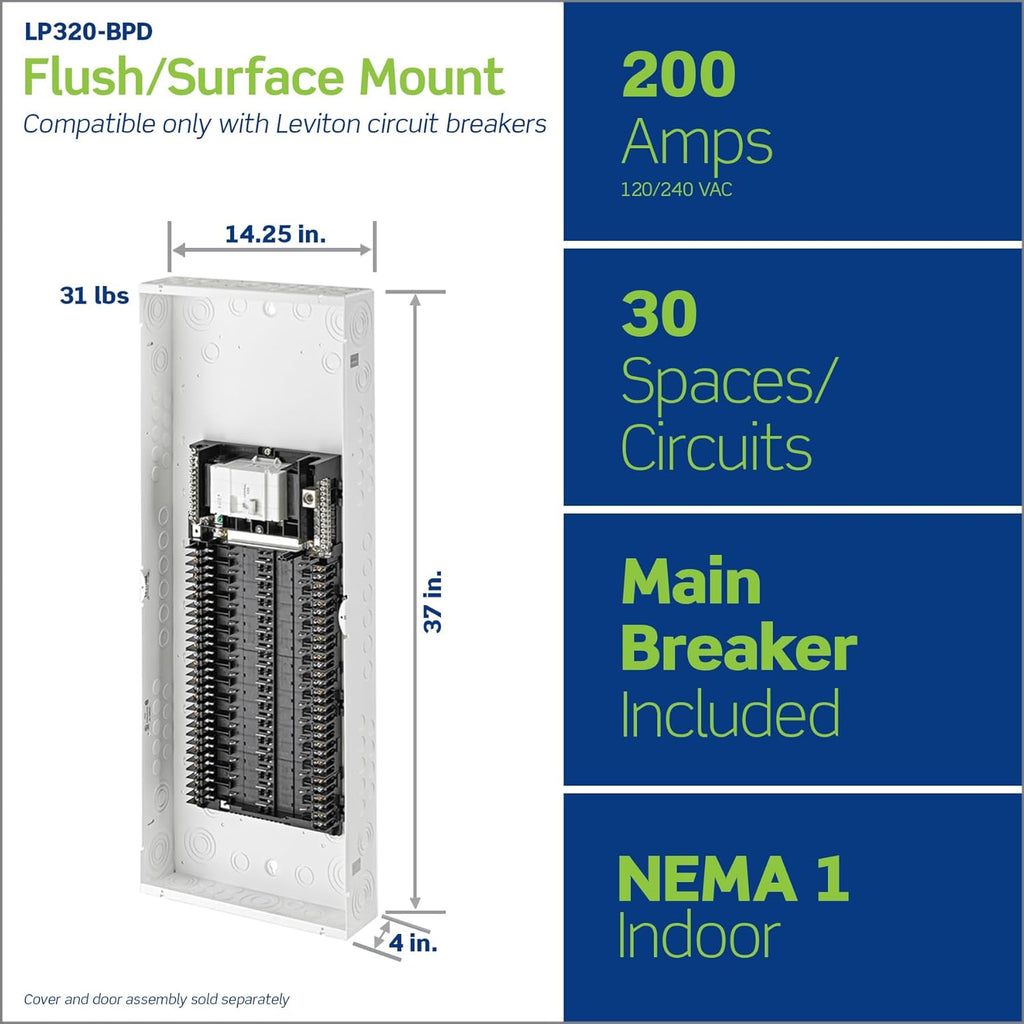 Leviton 30 Space, 30 Circuit Indoor Load Center with 200 Amp Main Circuit Breaker, LP320-BPD