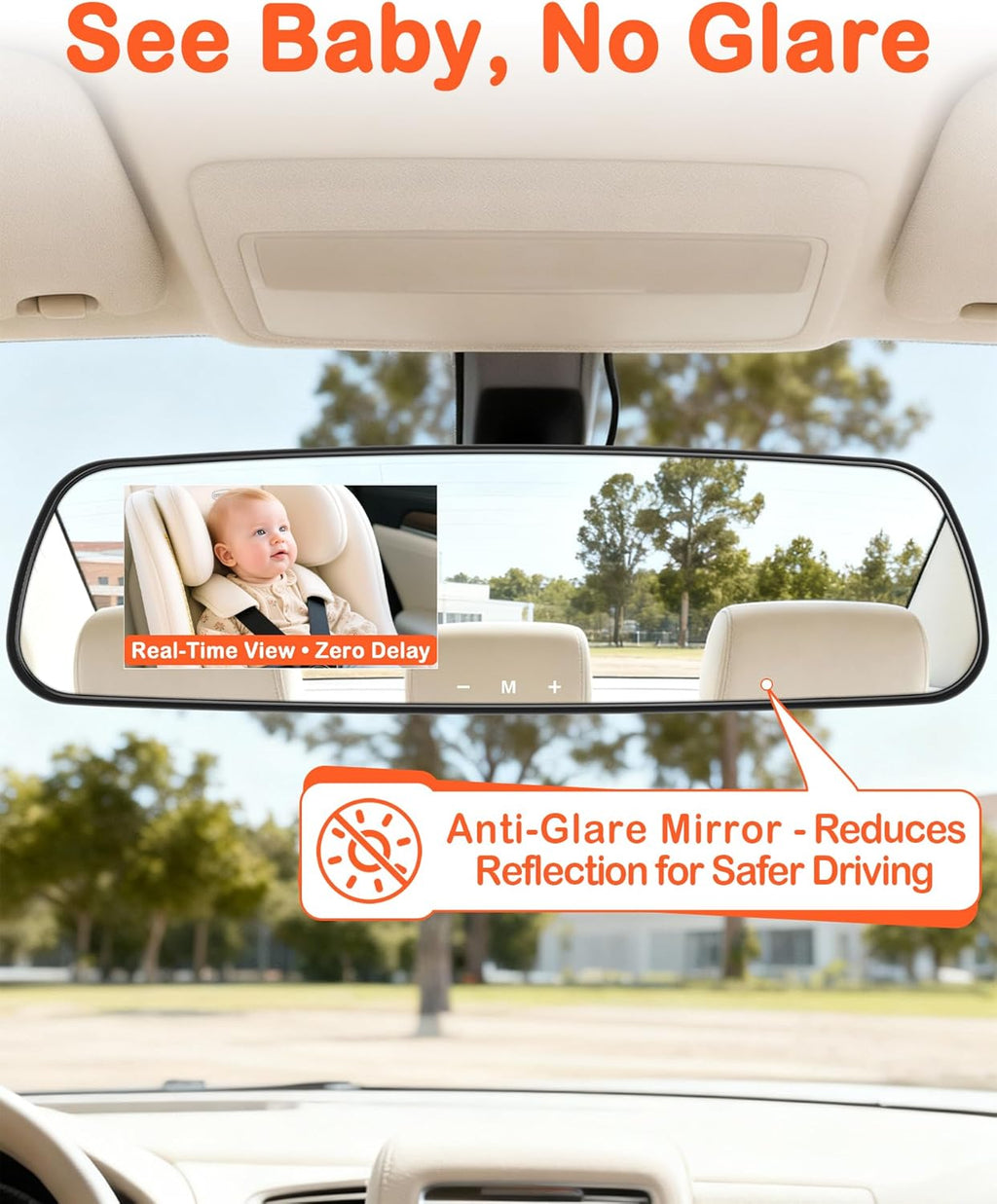 Baby Car Mirror Camera: Dash-Free 4.3-inch HD Clear Night Vision Wide Angle View for Infant Backseat Monitoring - Plug-Play No-Professional Installation for Parents Long Road Driving