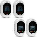 4PCS 4-in-1 Carbon Monoxide & Natural Gas Detectors with Temperature/Humidity LCD Display, Plug in Co Leak Detector Propane Monitor for Home Travel RV Essentials, Sound Alarm Over 85dB