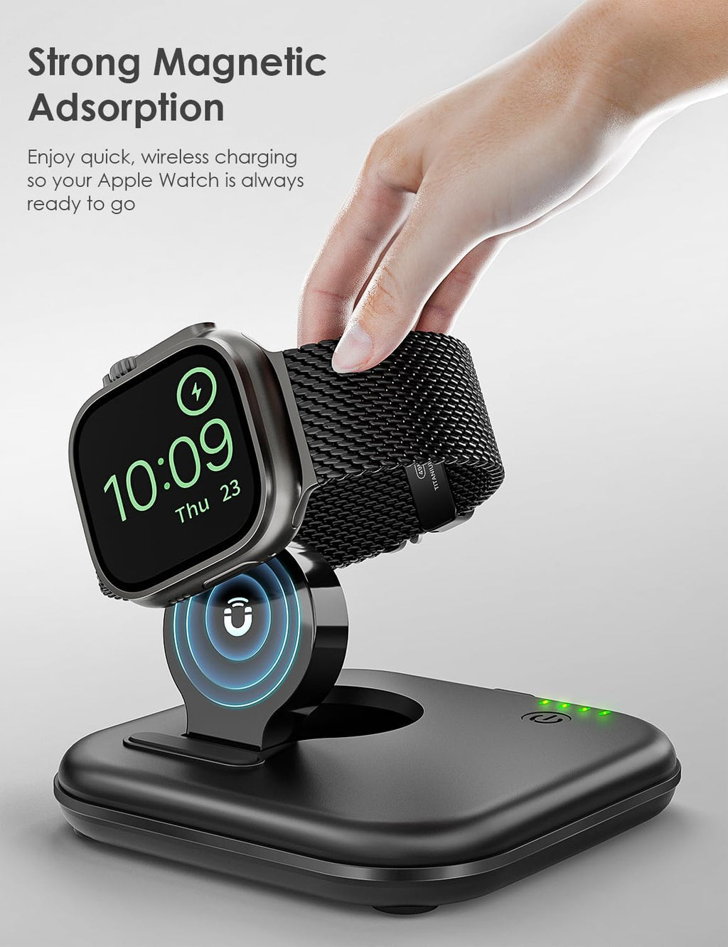 Portable for Apple Watch Charger 2000mAh - Foldable Magnetic Power Bank for Series 2-10/SE/Ultra1/2, Emergency Backup Charger with Type-C Travel Cable