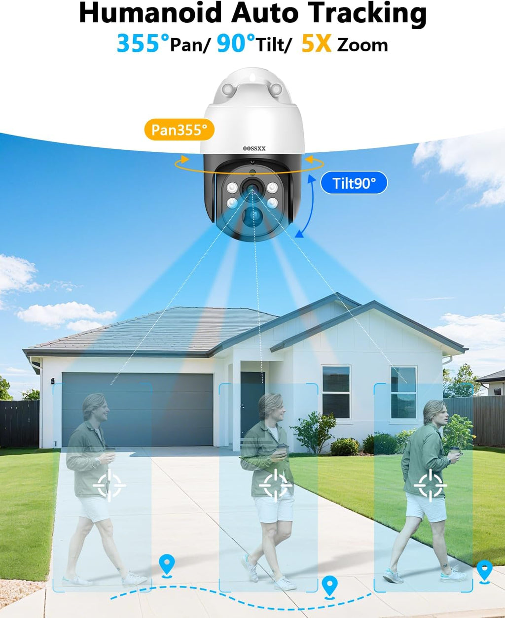 4K & PTZ Digital Zoom 2-Way Audio PoE Outdoor Camera Home Security Camera System Wired Outdoor Video Surveillance IP Camera System DVR Kit,10’’ UHD Monitor