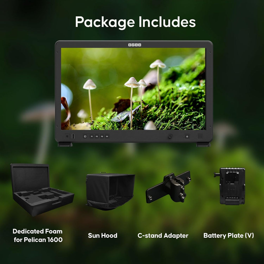 osee Mega 22S 22inch Ultra Bright HDR Field Production Monitor VMKit with Sunhood Battery Plate Cstand Adapter Custom Foam Mold