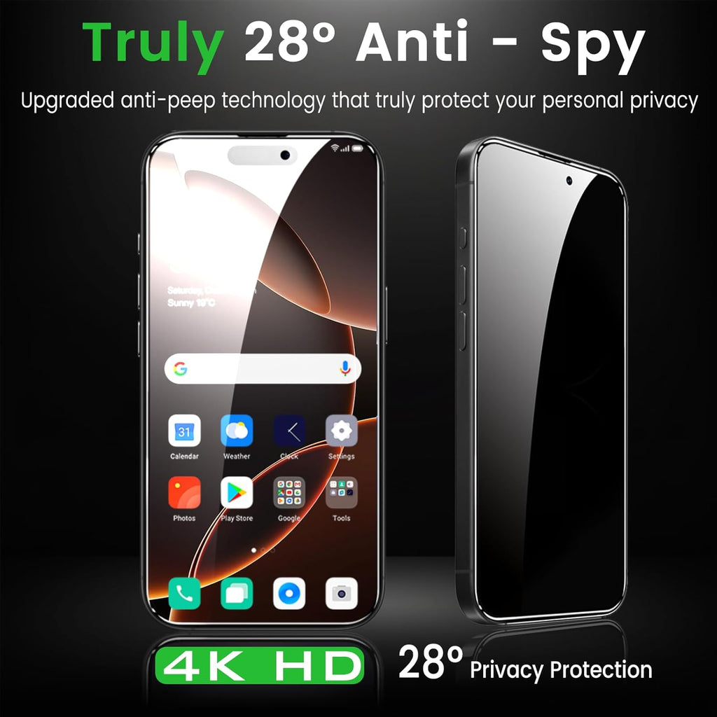 4 Pack Privacy Screen Protector for iPhone 16 Pro Max 6.9 Inch with 4 Pack Camera Lens Protector, Anti Spy Tempered Glass Film, Anti-Scratch, Touch Sensitive, Case Friendly