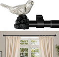 Vintage Pewter Curtain Rod 36 to 120 Inches Curtain Rods for Windows Adjustable Heavy Duty Drapery Rod with Bird Finials for Living Room Bedroom