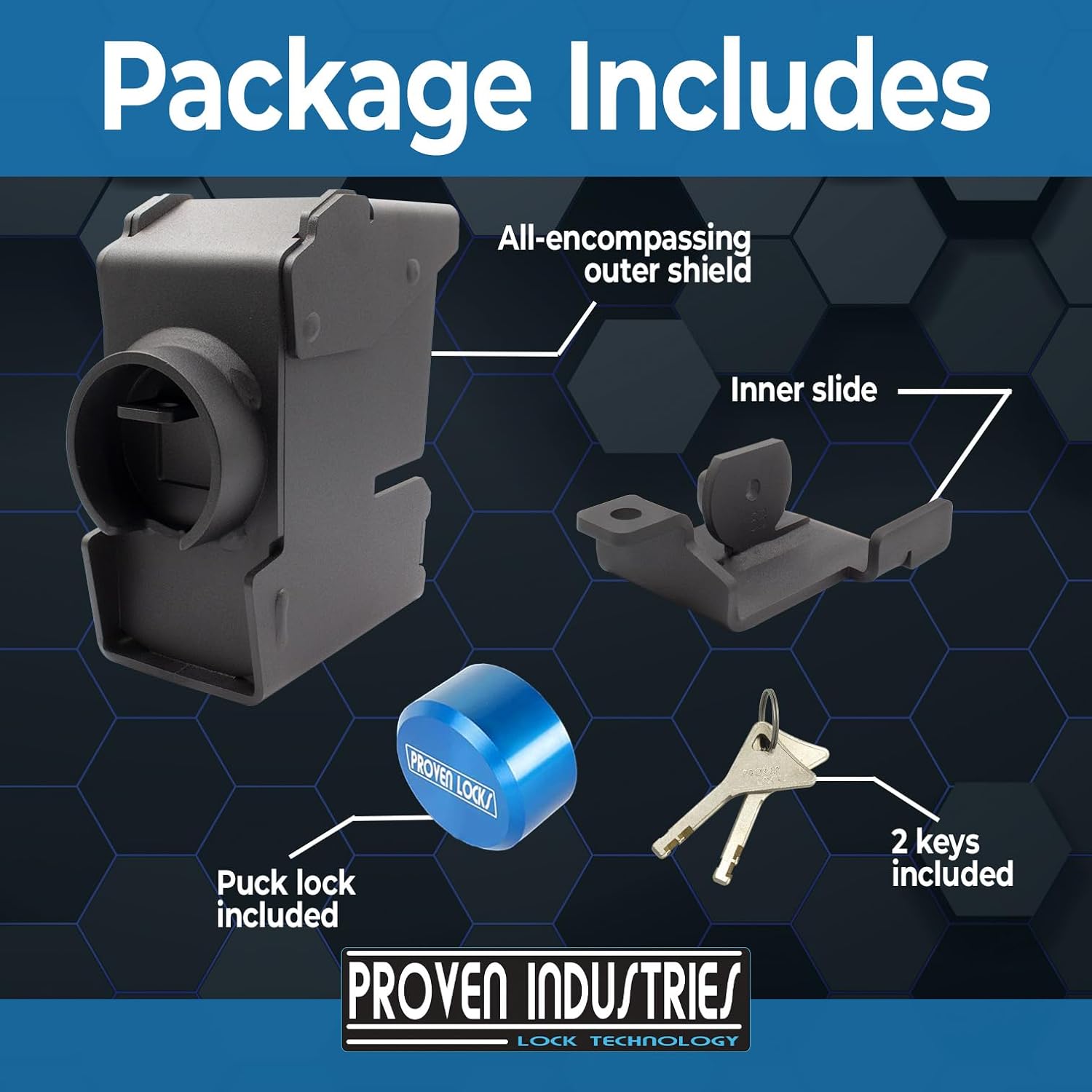 Proven Industries 2517-D1 Trailer Lock – Fits 2 5/16-Inch Demco Cast Couplers, Heavy-Duty Security, Unique Key Design, Made in USA, Blue