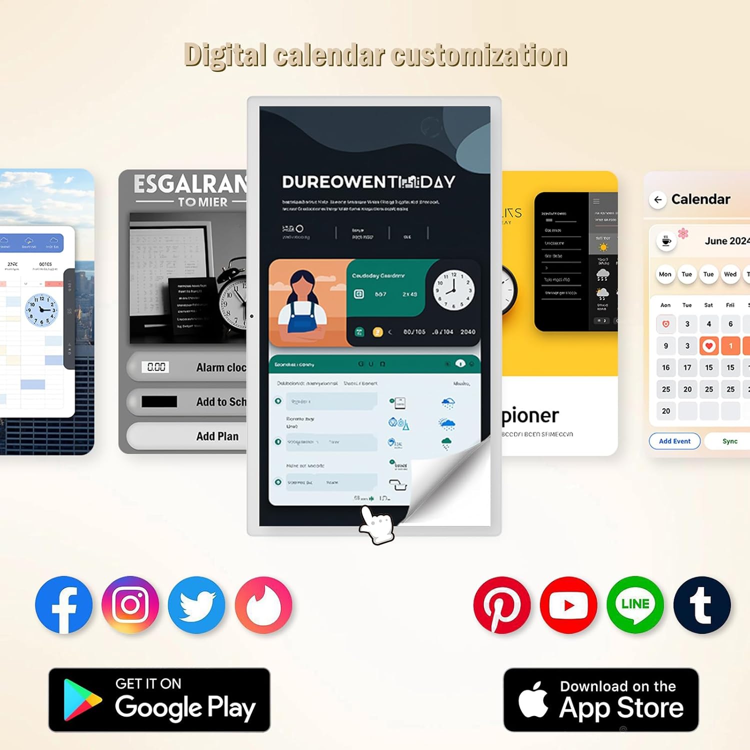 23.8 inch Digital Calendar,electronic digital wall touch screen smart calendar with Google Play Multi-calendar Sync for planner&personal organizers Wall/Desk Stand