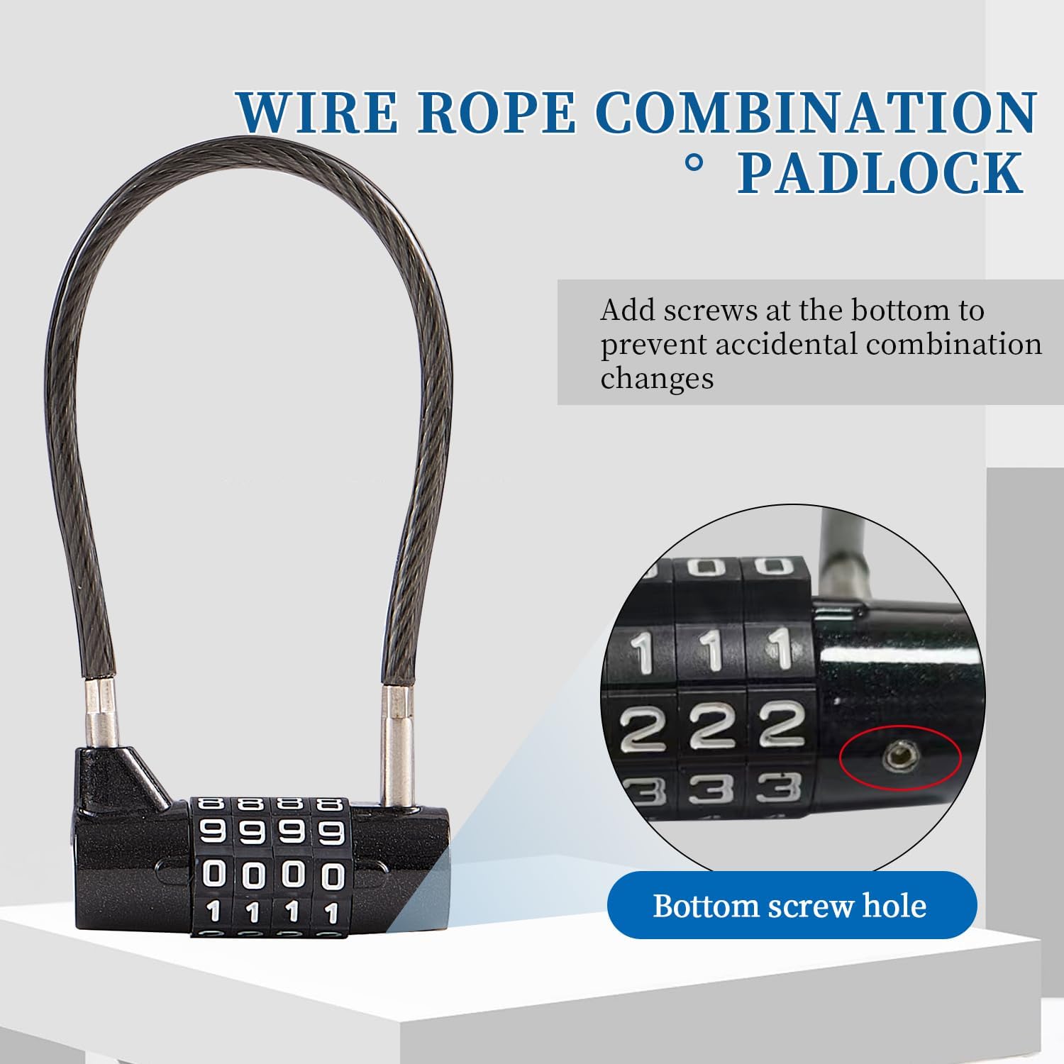 Combination Lock Cable Lock with 4 Digits Cabinet Lock with 3.5" Cable Length Twist 3.5" Length Durable Cable Ideal for lockers, Gym, Toolbox, Case Small Size Short Cable (3.5")
