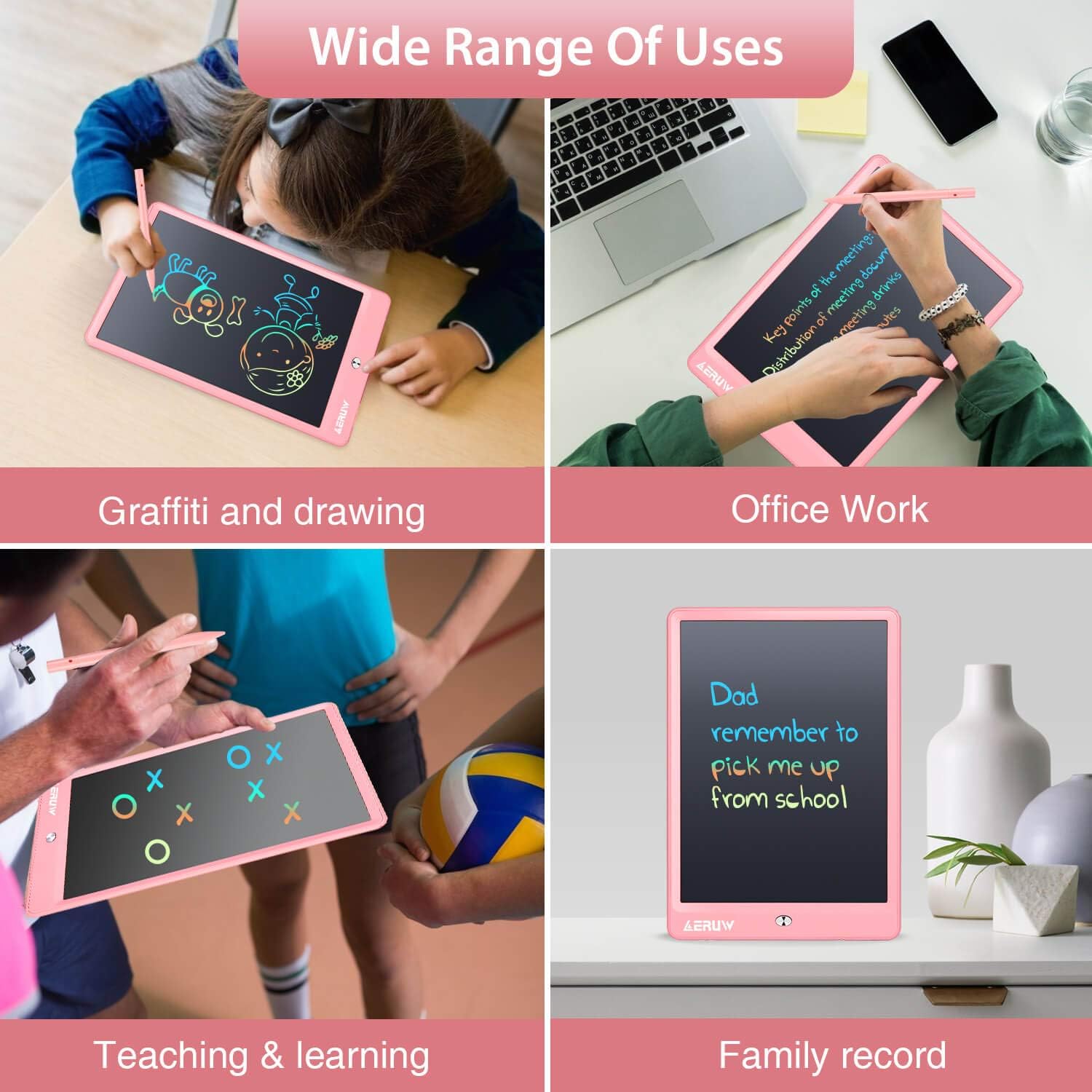 LCD Writing Tablet for Kids, 10 Inch Colorful Electronic Doodle Board, Educational Learning Kids Drawing Tablet Toys, Christmas Birthday Gift for 3 4 5 6 7 8 9 Year Old Girls Boy