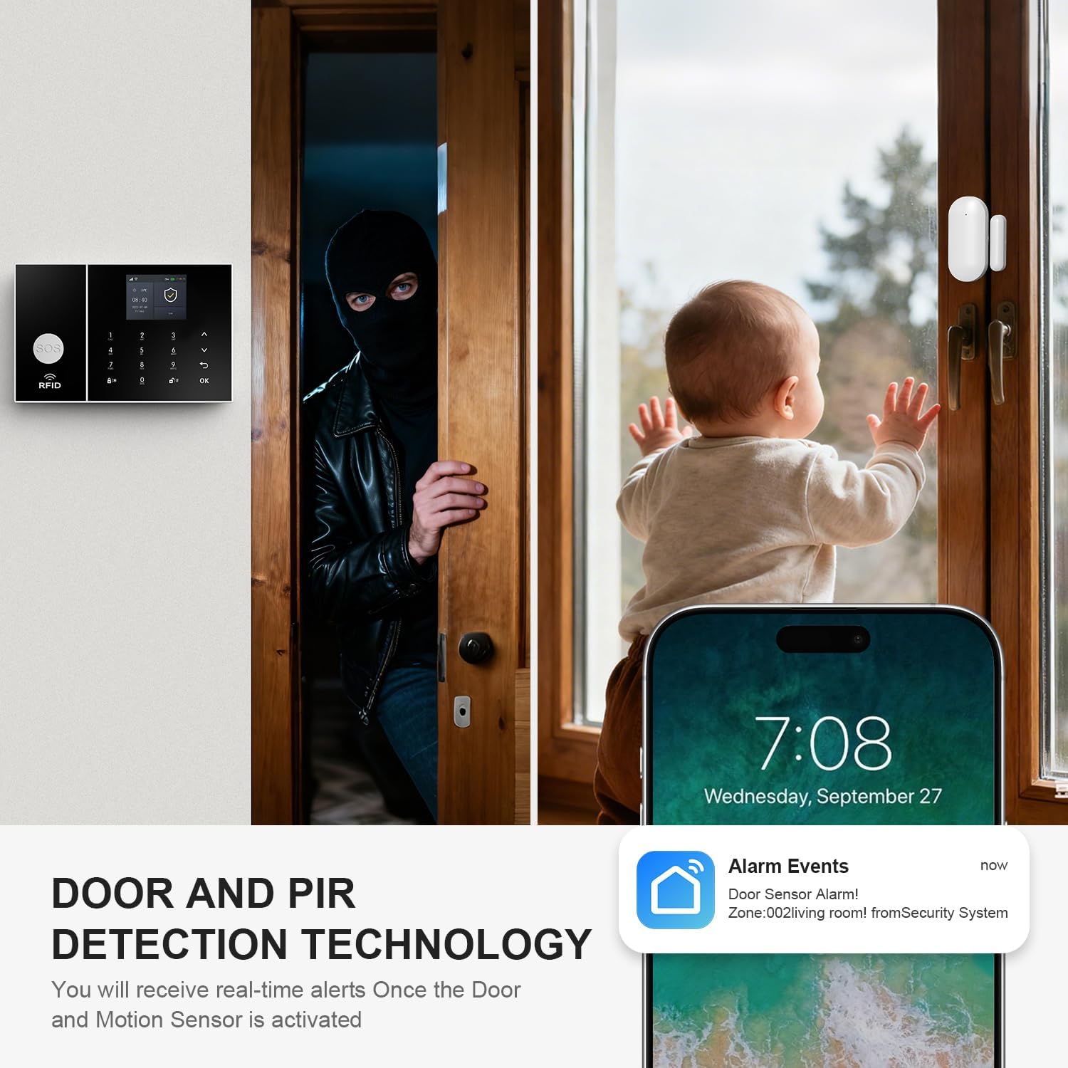 LWOHSI Alarm System for Home Security,WiFi+GSM 4G Wireless Alarm System with Phone APP Alert,T53W HD Security Camera,Door/Window Sensor,Remote,Work with Alexa and Google for Home,Apartment,Office