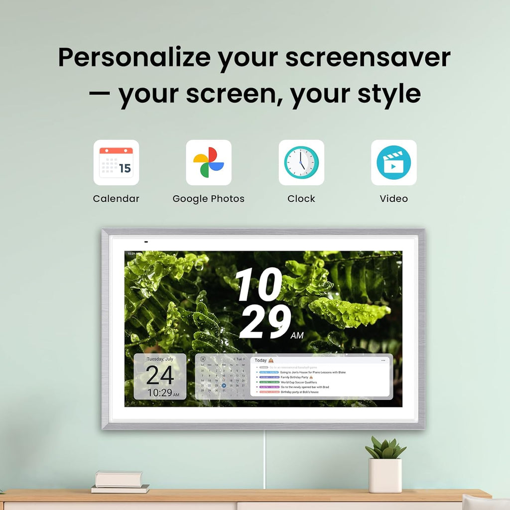 ApoloSign 27" Digital Calendar: Dual Mode Calendars with Google Play & Multi-calendar Sync, Electronic Planner & Chore Chart, Smart Touchscreen, Interactive Display for Family Schedule(Gray, 27-inch)