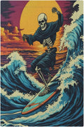 Skeleton Riding Surfboard on Wave In The Ocean Light Switch Covers No Device Wall Plate 1 Gang Decorative Blank Switchplate Electrical Faceplate for Farmhouse Living Bedroom Decor