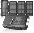 Solar Charger Power Bank 49800mAh with 4 Built-in Cables & 4 Foldable Panels, PD22.5W Fast Portable Phone Charger, External Battery Pack with USB-C in/Output & Flashlight for Outdoor Camping