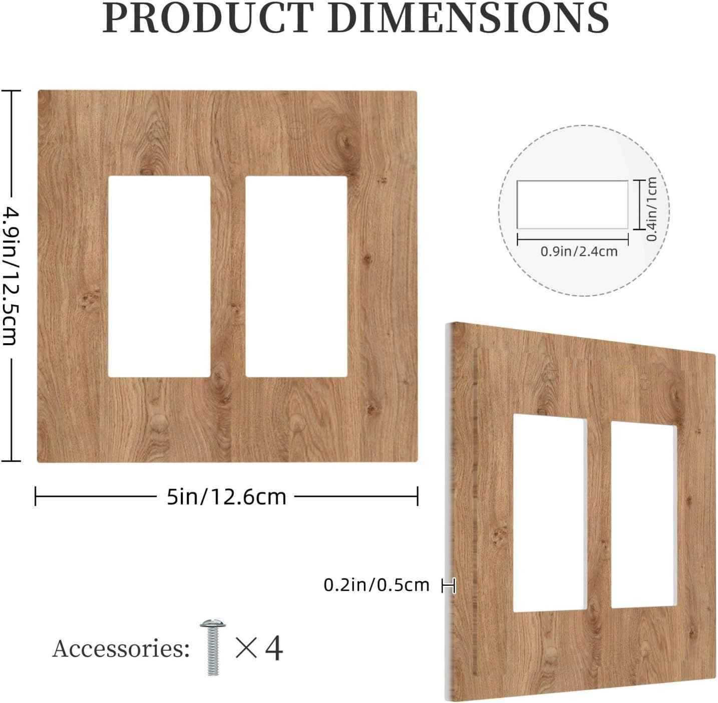 Decorative Outlet Covers Vintage Rustic Wood Color Brown Wood Grain 2 Gang Double GFCI Rocker Electrical Wall Panels Light Switch Cover Plate for Farmhouse Cabin Decor