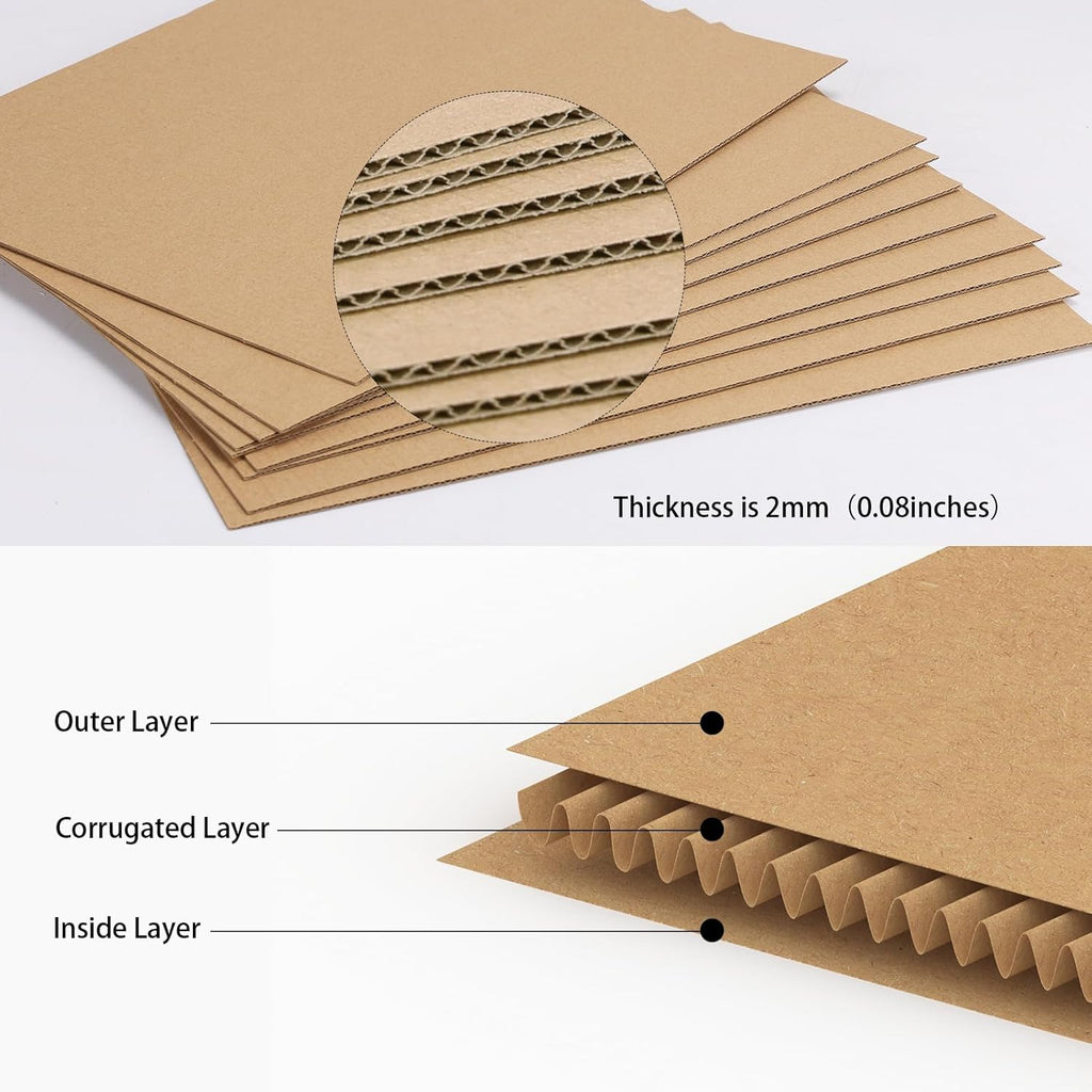 Calenzana 50 Pack 11x14 Inch Brown Corrugated Cardboard Sheets Flat Cardboard Sheets for Packing Mailing Divider and DIY Crafts