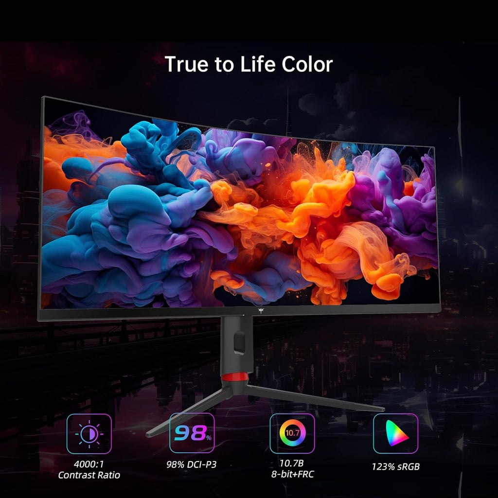 KTC 34'' Curved Ultrawide Gaming Monitor, 21:9, 3440x1440p 165Hz 1ms, 1500R Curved Monitor, Freesync G-sync, Picture by Picture,PIP, Height/Tilt/Swivel/Pivot