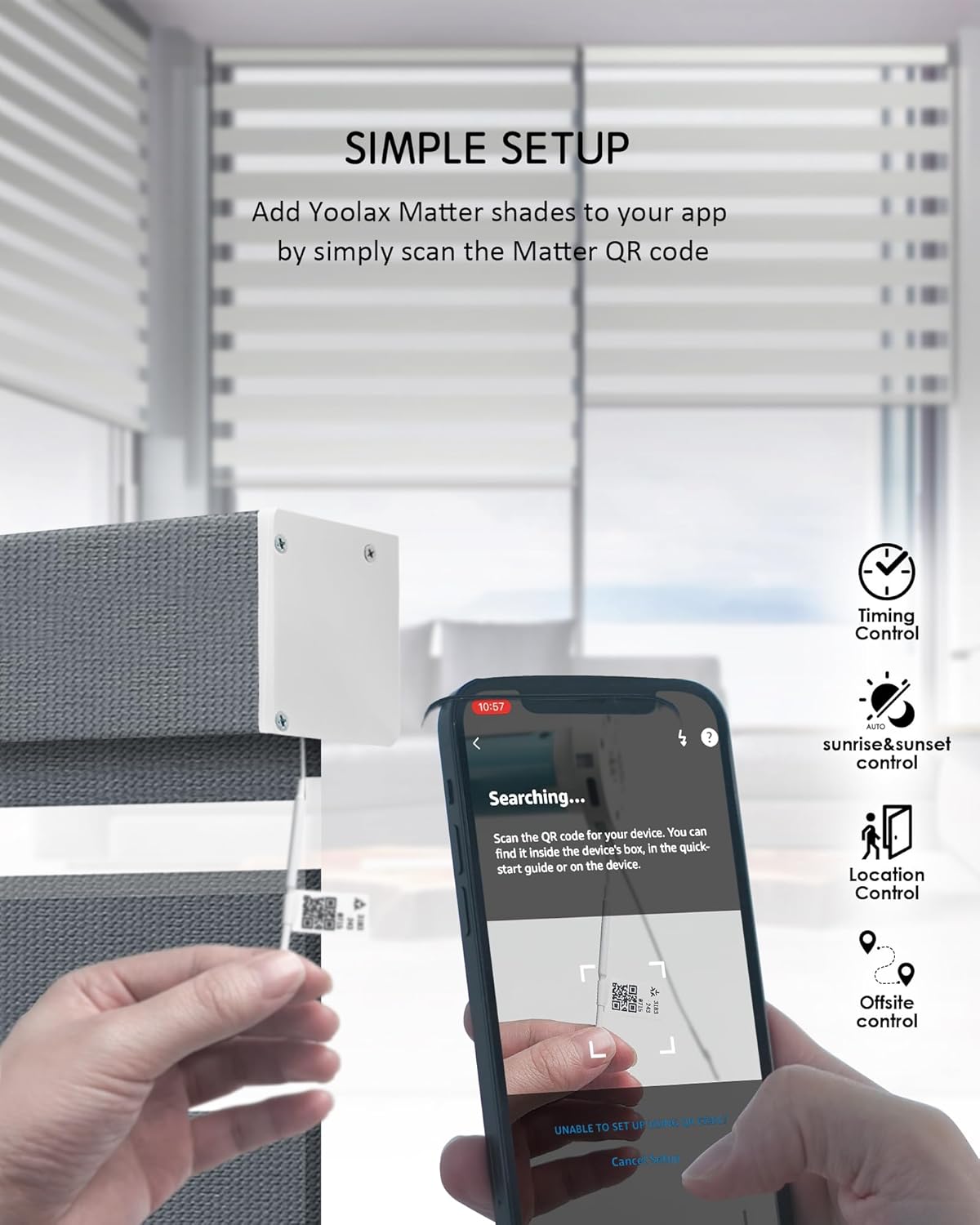 Yoolax Smart Blinds Motorized Matter Zebra Blinds Compatible with Alexa, Google Home, Apple Homekit,Window Shades Blackout Electric Custom Roll Up Indoor Cordless Zebra Blinds for Home(Mesh Silver)