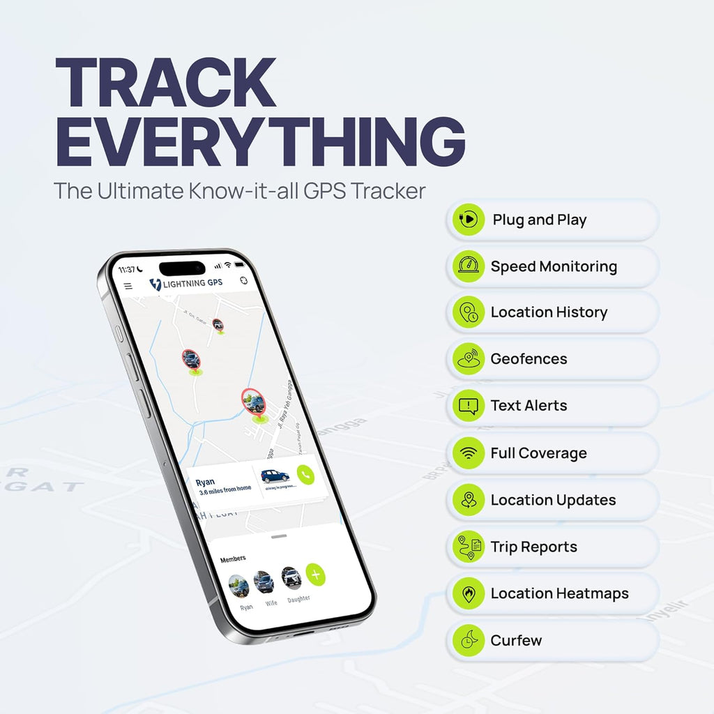 Lightning GPS OBD-II Real-Time GPS Tracker for Vehicles – Easy Installation, Flexible Subscription Plans for Cars, Trucks, Fleets & Teen Drivers – GPS Locator w/Instant Alerts – Subscription Required