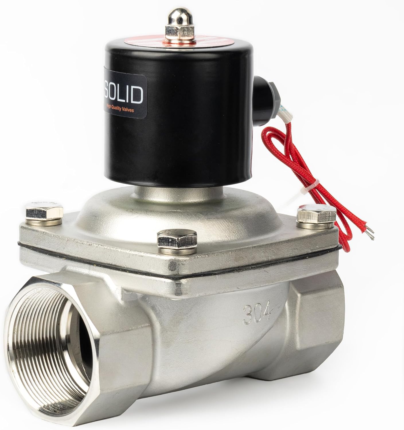 U.S. Solid 2" Solenoid Valve - 110V AC Stainless Steel Electric Solenoid Valve, Normally Closed, Viton Seal