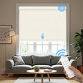 Motorized Roller Blinds with Remote, 100% Blackout Automatic Roller Shades for Bedroom, Bathroom, and Living Room, Customized Size, Tree Ring Beige