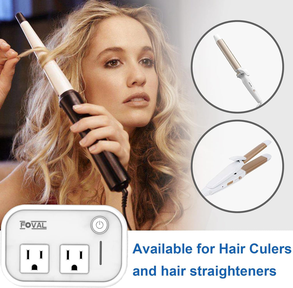 FOVAL Power Step Down 220V to 110V Travel Voltage Converter International Power Adapter for Hair Straightener/Curling Iron with 4-Port USB Charging US/UK/AU/EU Universal Plug Adapter (White)