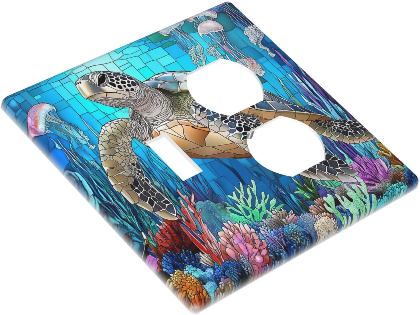 Wallplates Nautical Sea Turtle Coral Jellyfish 1 Toggle 1 Duplex Switch Plate Electrical Gfci Faceplate Decorative Light Switch Covers For Kids Room Nursery Decor