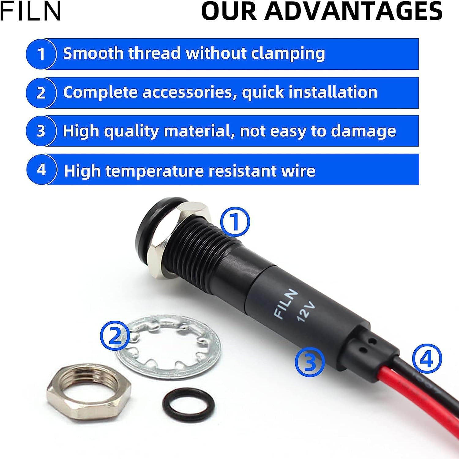 5Pcs 8MM (5/16'') led Indicator Light 12V 24V Metal Indicator Waterproof ip67 Applicable to car Coffee Machine Pilot Lamp (12V-Black Anodized-Red Green Yellow Blue White 5Pcs)