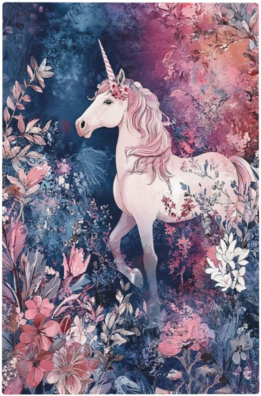 Light Switch Cover Plate Fantastic Pink Unicorn Wildflower Forest 1 Gang No Device Blank Wall Plate Electrical Outlet Cover Decorative Switch Plate Covers for Bedroom Kids room Decor