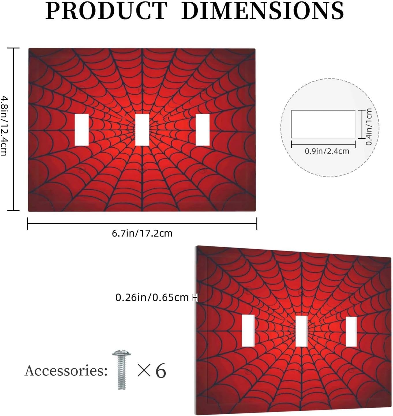 Red Spider Web Black Line Simplicity Decorative Switch Plates 3 Gang Wall Plate Triple Toggle Light Switch Cover Faceplate Electrical Wall Panels For Kids Room Home Decor