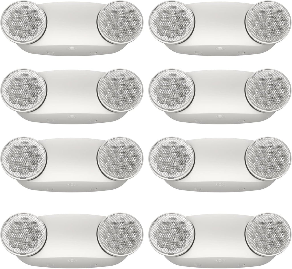 SPECTSUN 8 Pack LED Exit Emergency Light Combo with Battery Backup-US Standard Commercial Corded Emergency Exit Sign Lights for Home Power Failure,UL 924 Certified,White Emergency Lighting Exit Signs