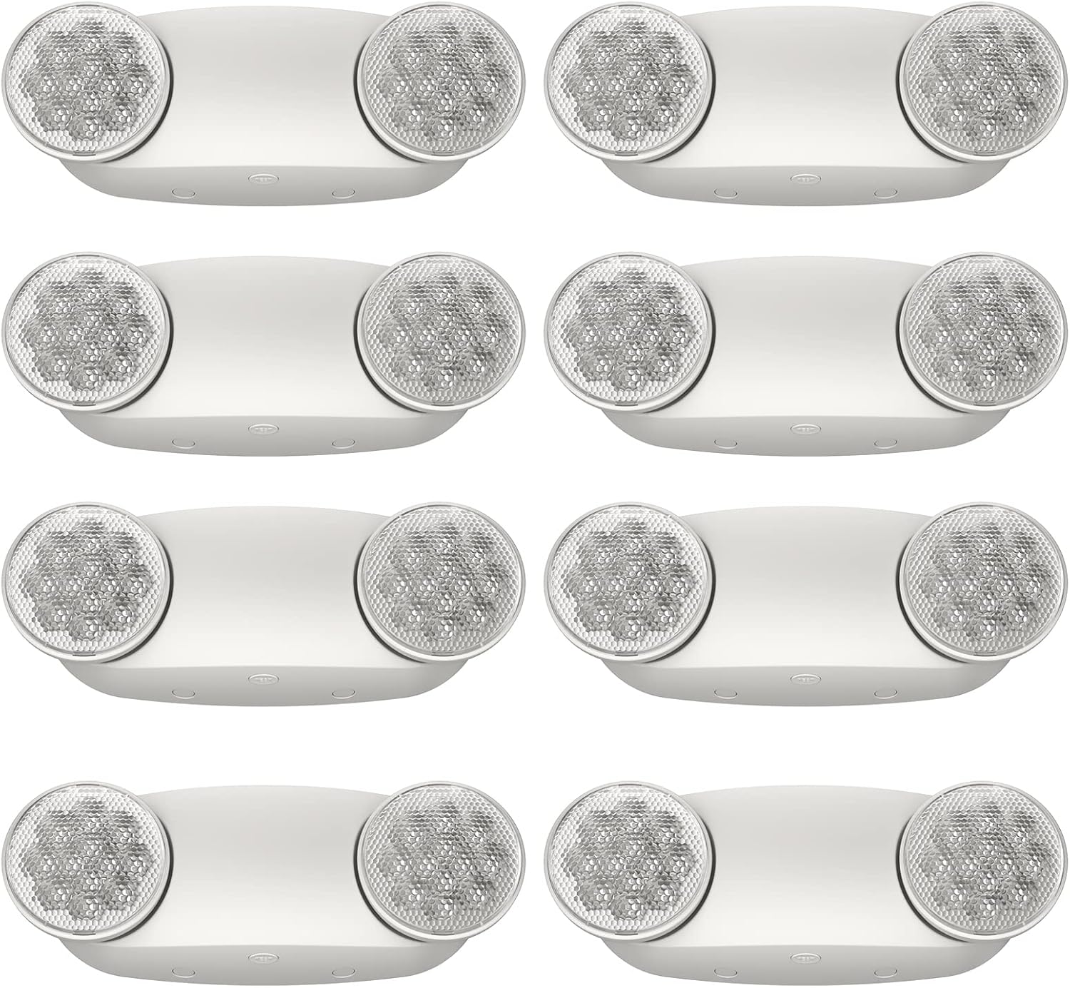 SPECTSUN 8 Pack LED Exit Emergency Light Combo with Battery Backup-US Standard Commercial Corded Emergency Exit Sign Lights for Home Power Failure,UL 924 Certified,White Emergency Lighting Exit Signs