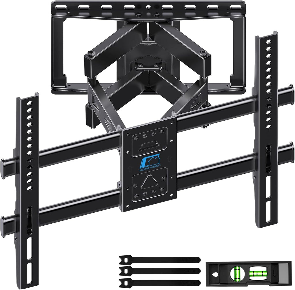 HOME VISION Full Motion TV Wall Mount for 32-85 inch TVs up to 132lbs, Fits 8”/ 12” /16” Wood Studs, TV Mount Wall Bracket with Dual Articulating Arms, Swivel, Tilt, Max VESA 600x400mm